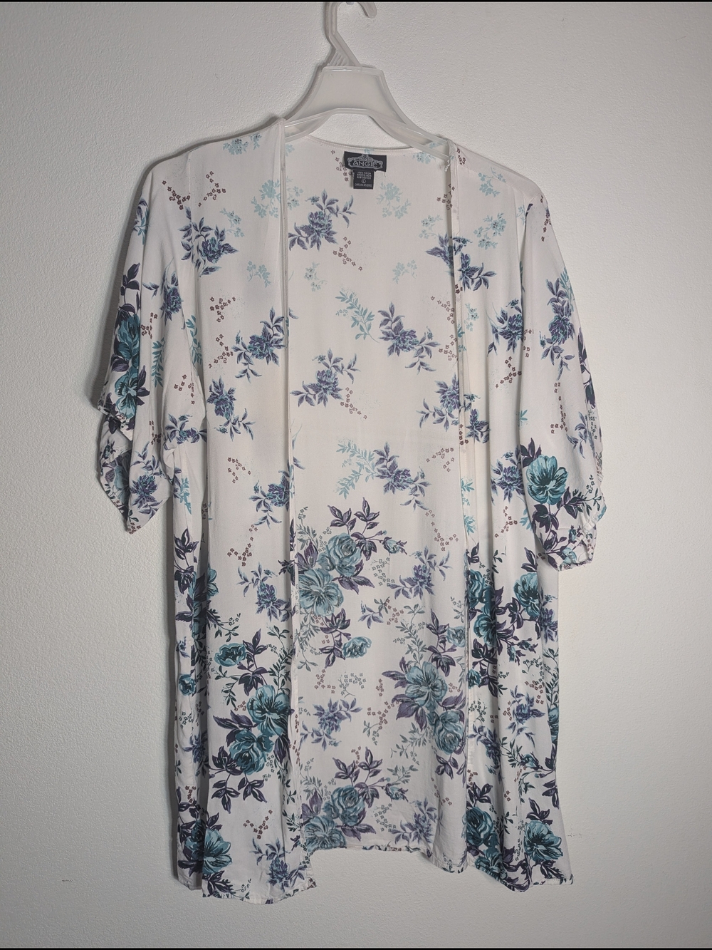 Angie Women's Kimono Floral Cardigan Swim Cover Up Fairy Dainty Boho Chic Large